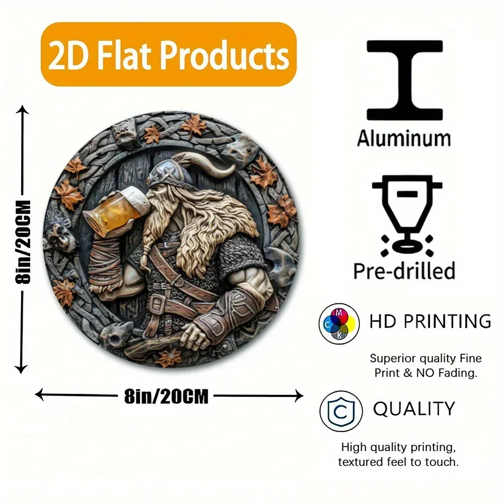 Exclusive Viking Warrior  Aluminum Sign. Durable 2D Wall Art. Ideal for Home, Garden, Bedroom, Garage. Perfect Gift.