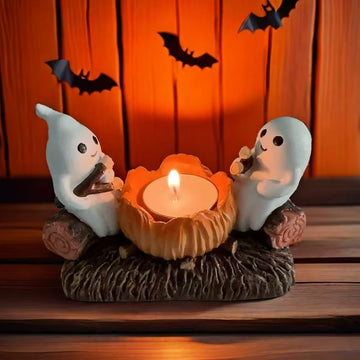 Ghost Ornament Ghost Campfire Flickering Ornament Resin Cabdleholder Funny Candlestick Halloween Decoration 2025 Festival Decor