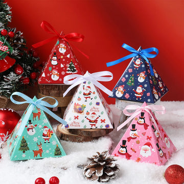 Christmas Triangle Boxes Merry Christmas Decoration for Home 2025 Xmas Candy Gift Box Ornament Navidad Natal New Year Gifts 2026