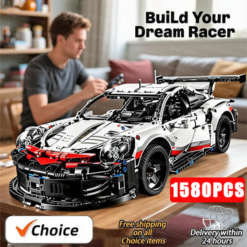 1580PCS+ Technical Racing Car 42096 Series Mechanical Group Building Blocks Sport Car MOC Display Model Car Collection Decor Toy
