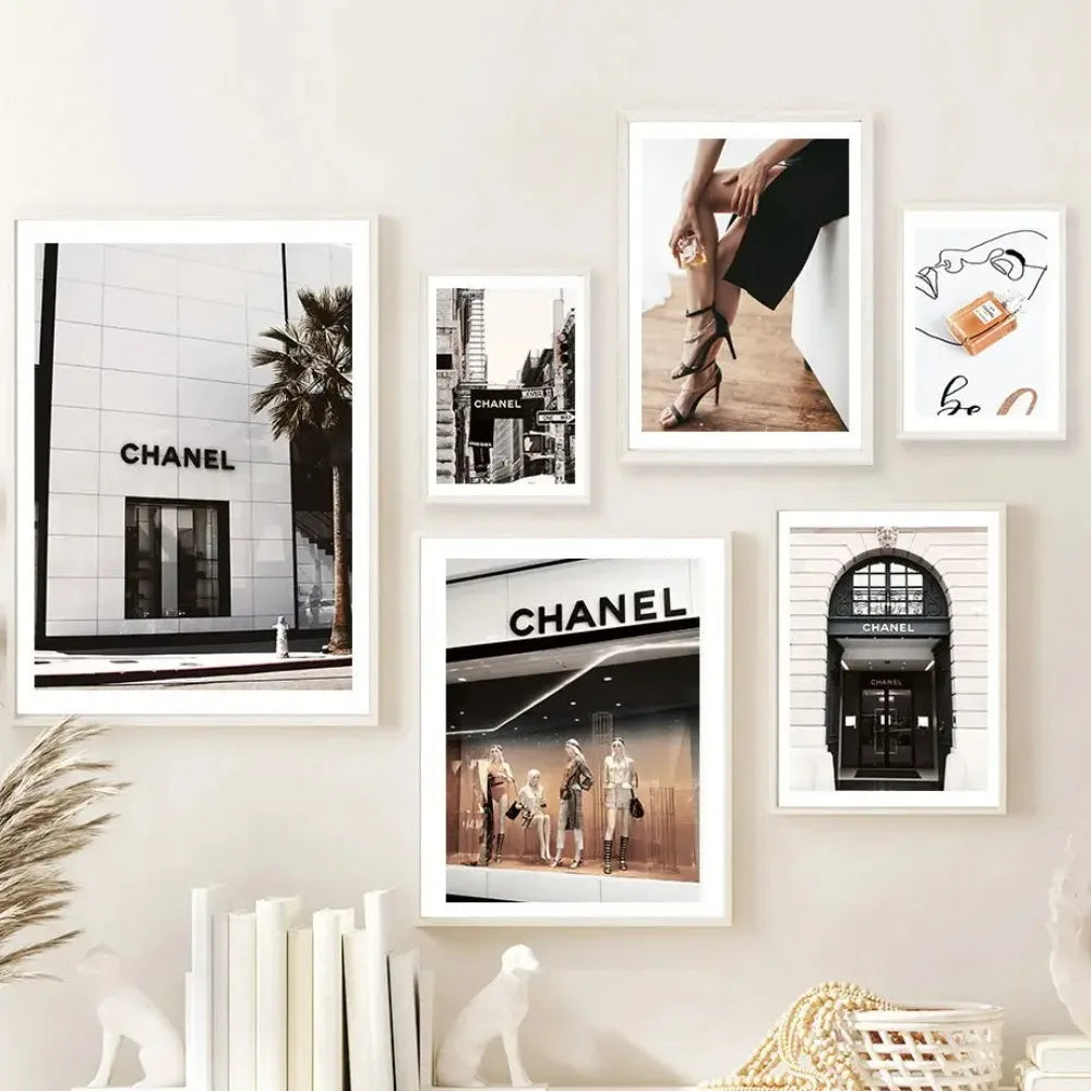 Luxury Store Shop Window Street Landscape Wall Art Canvas Painting Nordic Posters Wall Living Room Decor