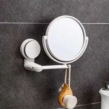 Foldable Bathroom Makeup Mirror Wall-Mounted 2-Sided Bathroom Mirror 360° Rotation Adjustable Vanity Makeup Mirror