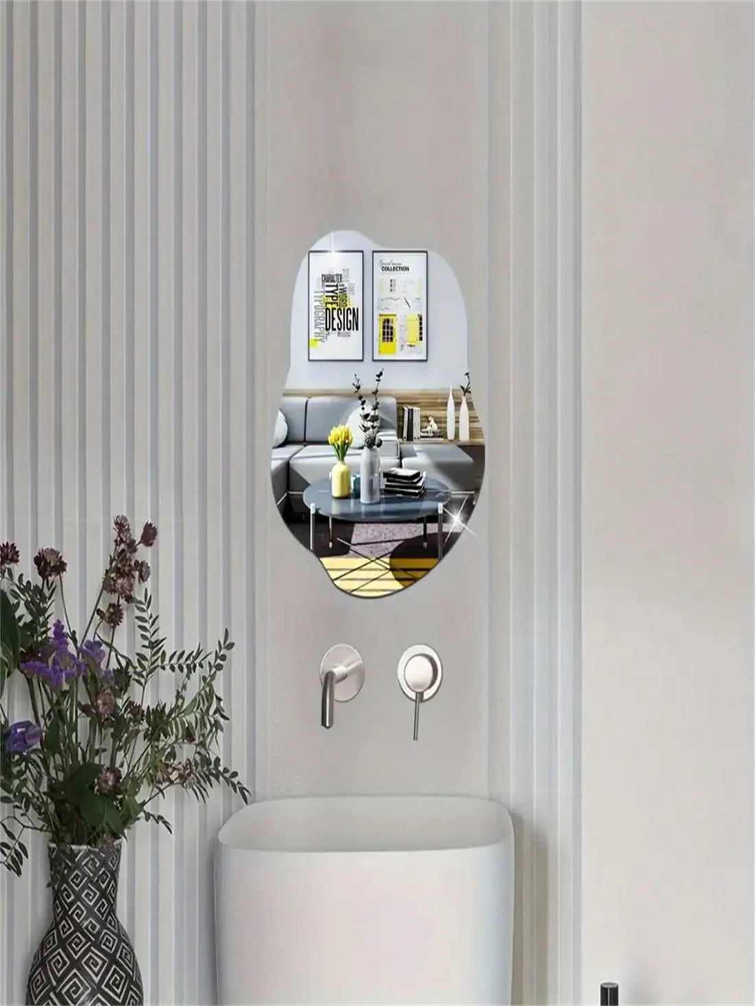 1PC Acrylic Cloud Shape Irregular Bathroom Shatterproof Mirrors, Non Glass Wall Mirror Decor for Bedroom, Living Room, Dressing