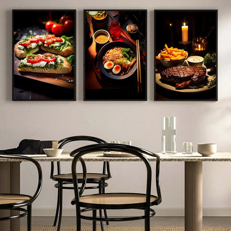 Food Kitchen Poster Printing Meat Burger Pizza Canvas Painting Restaurant Decoration Wall Art Picture Home Decor Frameless Gifts