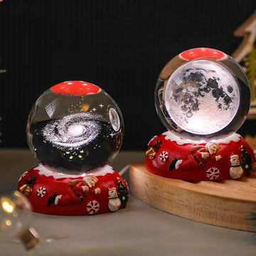 Santa Claus Snowman festive 3D carved crystal ball luminous nightlight decoration gift tabletop decoration home accessories