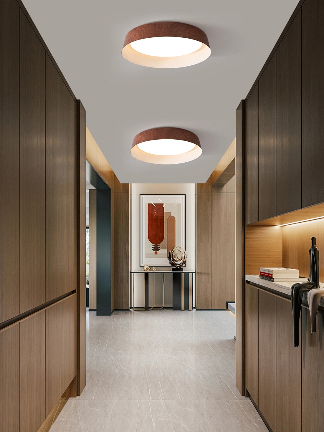 LED corridor lamp modern simple bedroom ceiling light creative walnut wood color entrance hall lights minimalist ceiling lamps