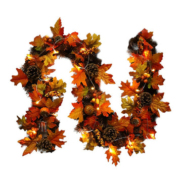 180cm Artificial Fall Maple Leaves Vine Garland Artificial Maple Pine Cone Berry Hanging Plant Thanksgiving Christmas Decoration