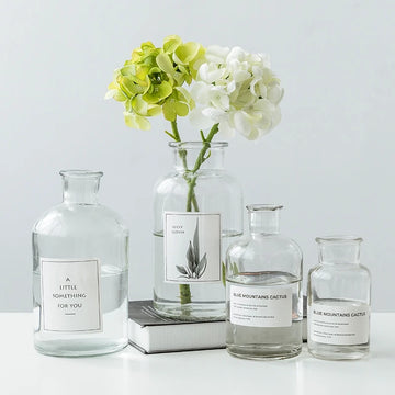 Modern Glass Bud Vases Decorative Glass Plants Bottle Clear Small Vases for Wedding Party Dining Table Centerpieces Home Decor