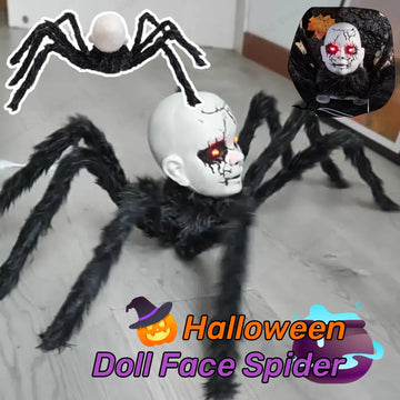 Halloween Animatronic Face Spider Sound Activated Scary Walking Spider Haunted House Prop Halloween Party Porch Decoration