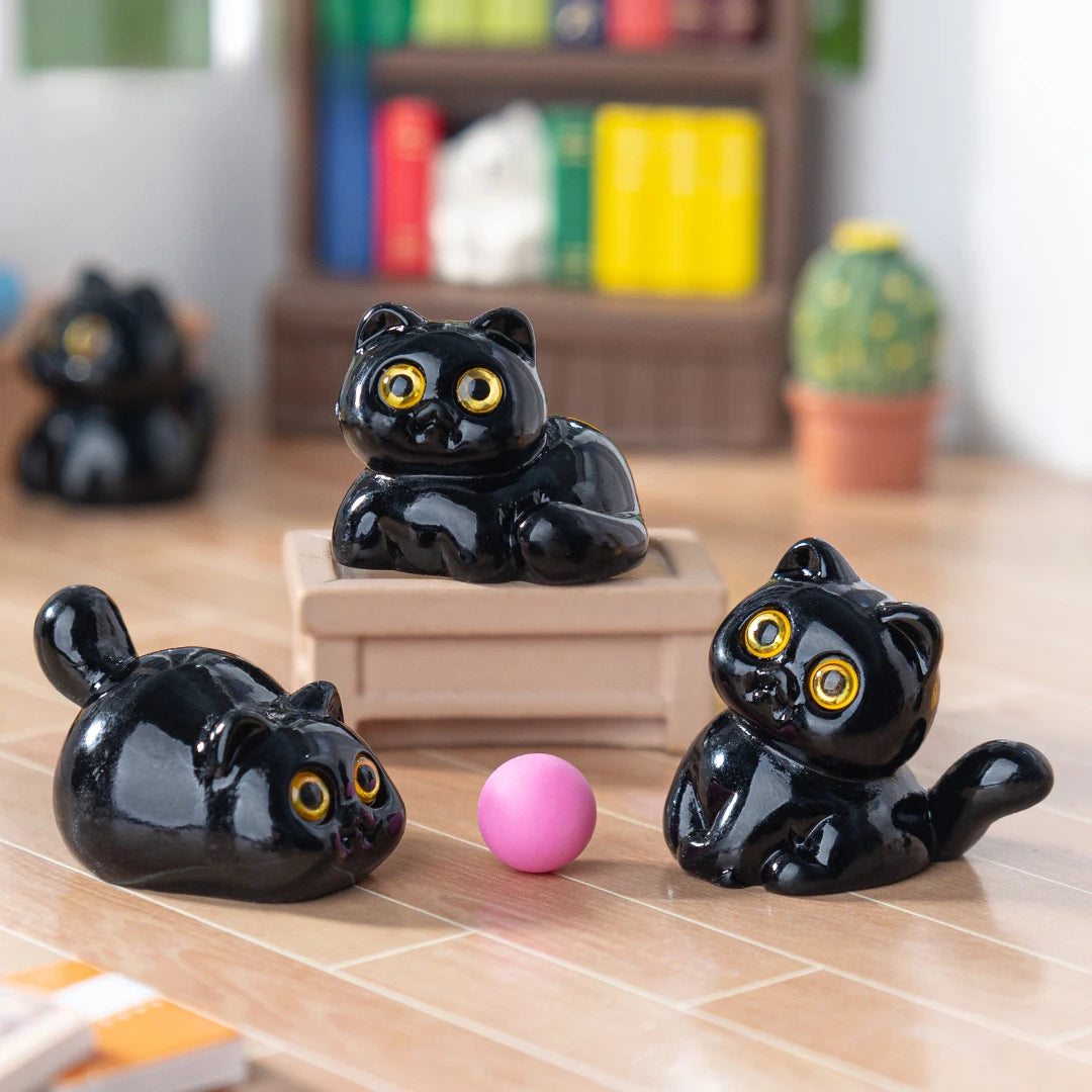 5/15Pcs Black Cat Ornament Mini Figurines Miniature Resin Cute Kitten Micro Landscape Crafts Small Ornaments Desktop Decoration