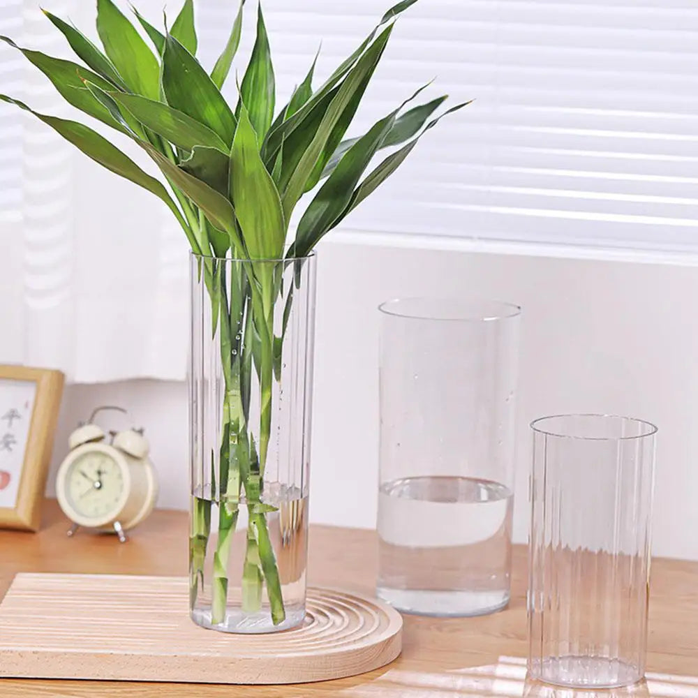 1Pcs Cylinder Flower Vase Shatterproof Plastic Vases Acrylic Hydroponic Home Decor Clear Large Tall Transparent Decorative Vase