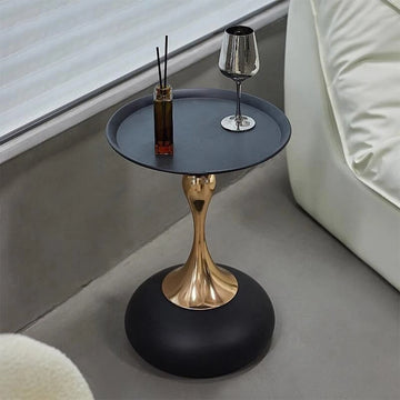 Round Coffee Tables Large Capacity Metal Base Corner Table Space Saving Movable Tea Table for Living Room Decoration Furniture