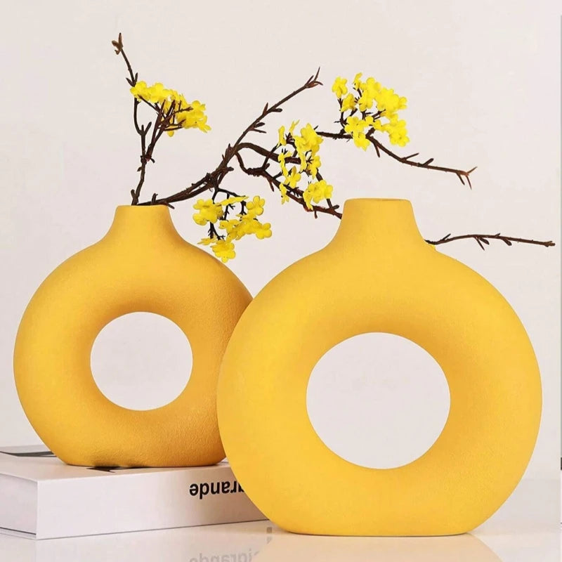 1 piece round vase decoration, imitation ceramic vase, suitable for wedding vase decoration, home living room flower arrangement