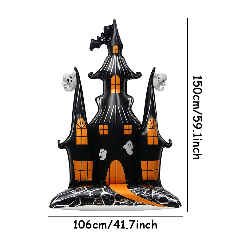 1pc Halloween Pumpkin Castle Skeleton Theme Standing Aluminum Film Balloon Ghost Festival Celebration Decoration Party Supplies