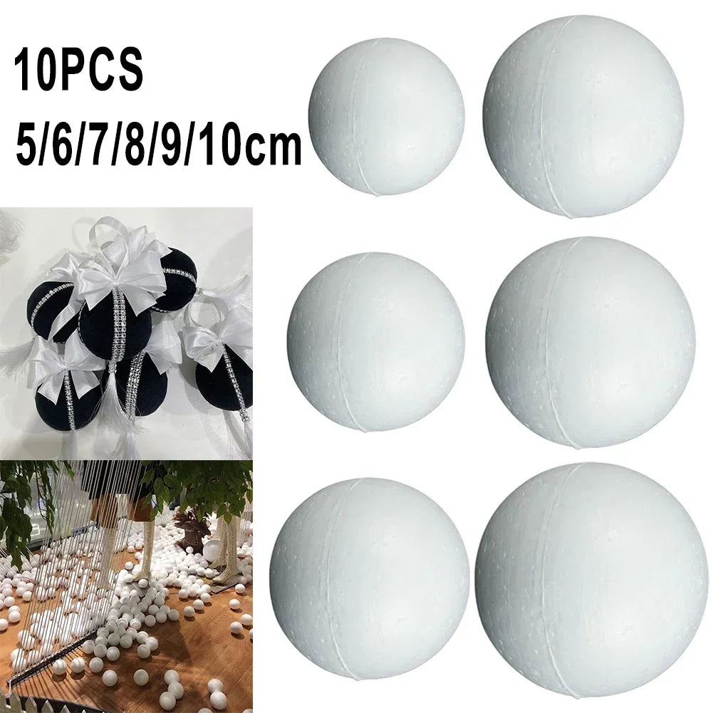 10pcs Solid Foam Ball Polystyrene Balls 50mm-100mm  Round DIY Accessory Handmade For Party Celebration Christmas Decoration
