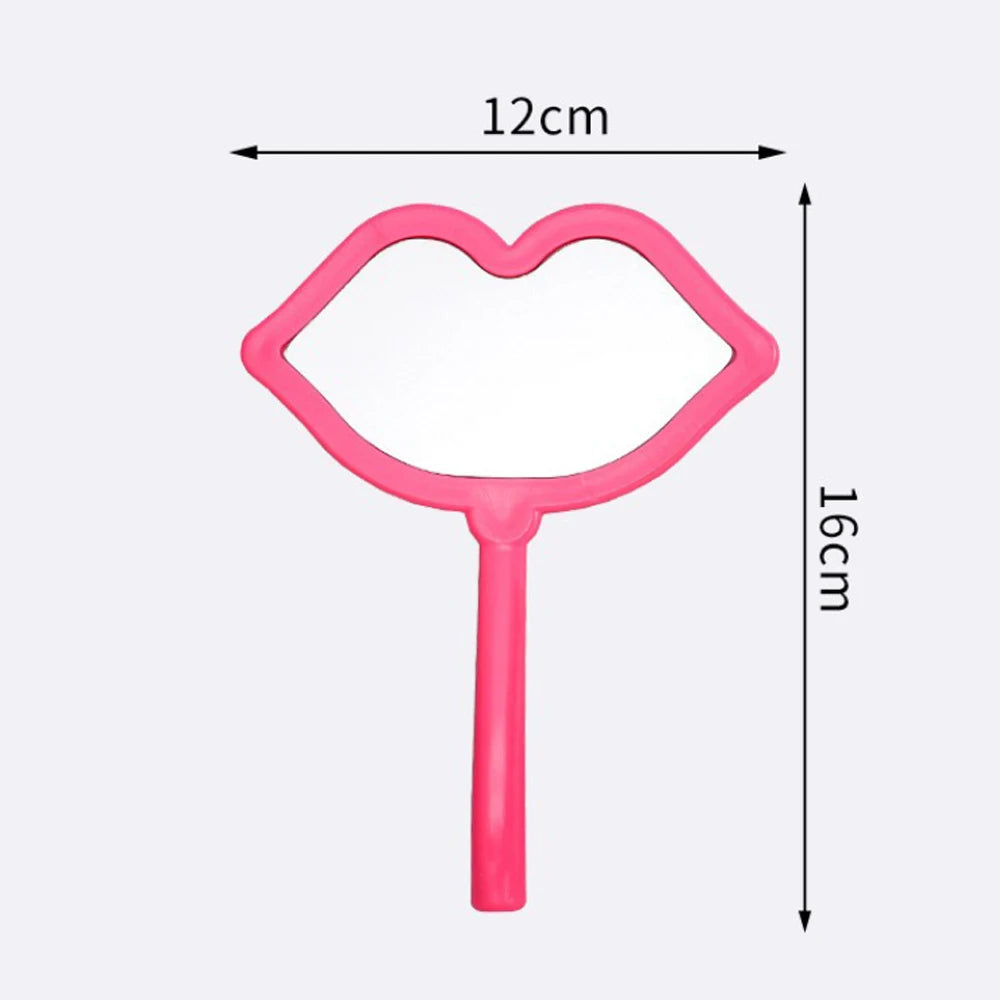 1 Pcs Lip Shape Handheld Mirror With Lashes Painting For Salon Pink/Black/White Compact Makeup Mirror Cosmetic For Women