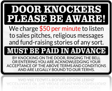 No Soliciting Sign for House Front Door - Funny Metal Tin Signs Room Decor Knockers Please Be Aware Warning Yard Sign, Home