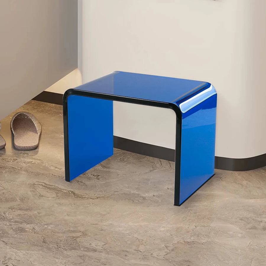 modern simple home furniture U shape translucent acrylic footrest stool low shoes stool