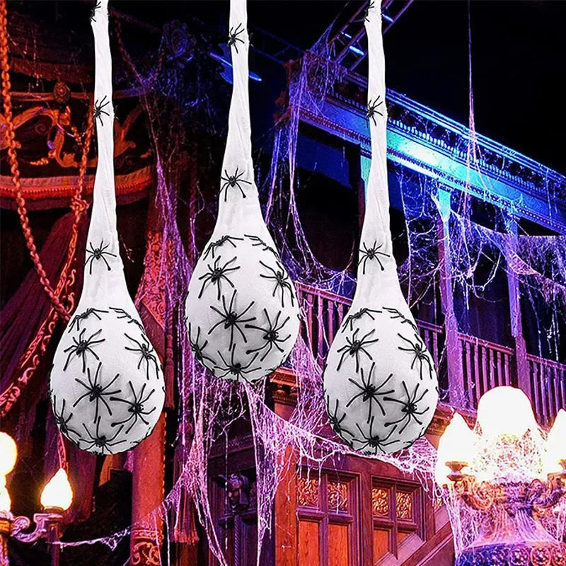 1-5PCS Halloween Hanging Spider Egg Sack Decoration with LED Lights Battery Powered for Haunted House Porch Yard Party Decor