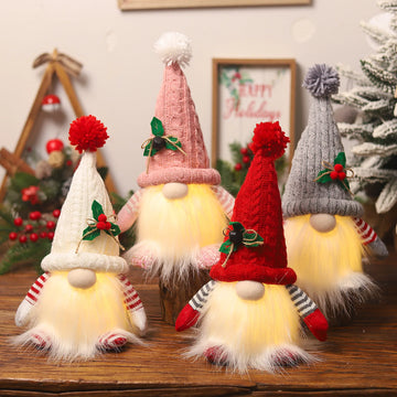 1~4pcs 2025 Christmas Doll Elf Knitted Gnome with Led Night Light Christmas Decorations for Home Xmas Navidad New Year 2025 Gift