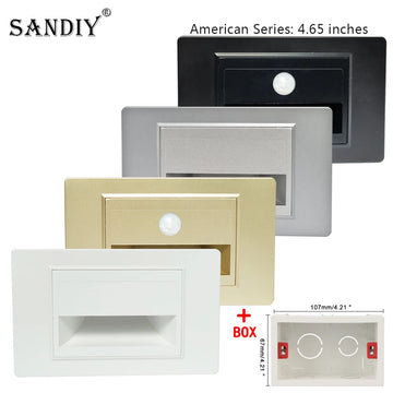 SANDIY American LED Step Light Wall Lamp Pir Sensor Motion Night Lighting for Stair Aisle Closets Recessed Sconce US EU 503 Box