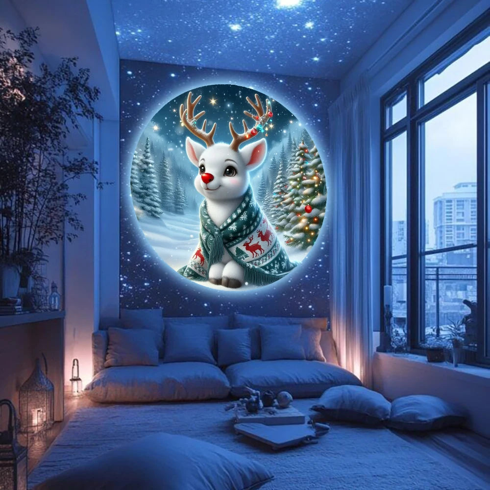 Christmas deer LED projection light, Christmas romantic decoration night light, USB lamp lighting