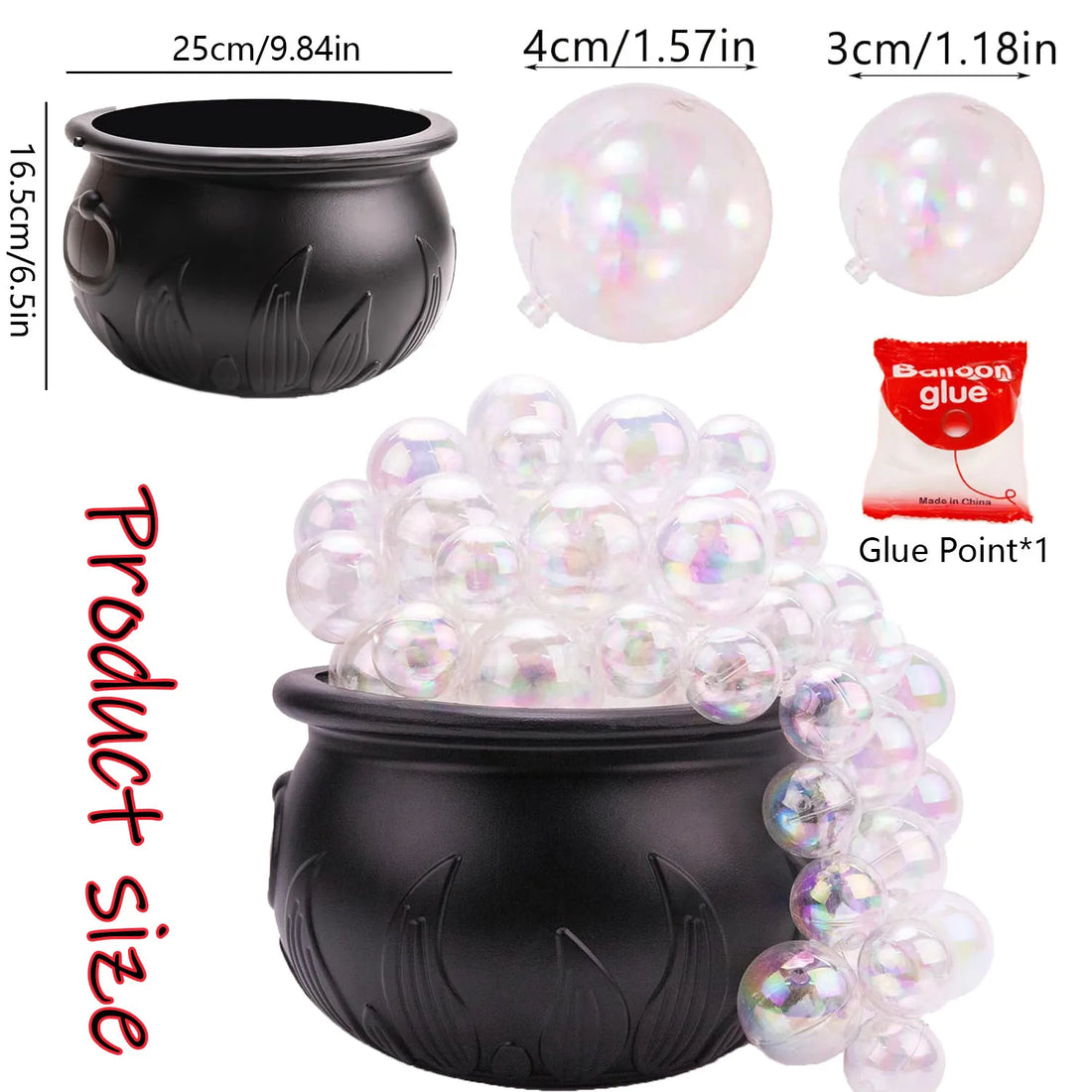 Halloween Decorations Indoor - DIY Bubbling Cauldron Set - Black Plastic Bowl Hocus Pocus Party Decoration for Home Kitchen Room