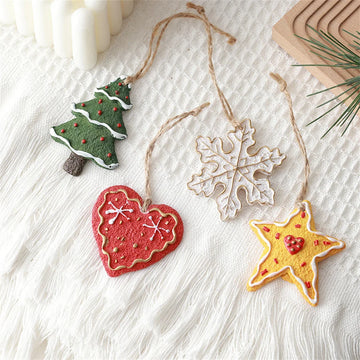 Christmas Tree Snowflake Five-Pointed Star Resin Pendant Christmas Holiday Decoration Accessories Love Heart Decoration New Year
