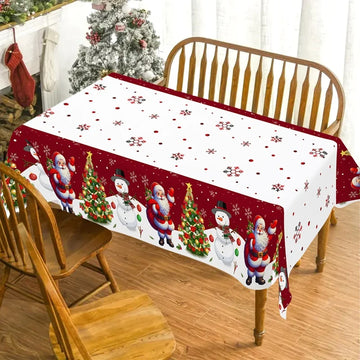 Christmas Tablecloth Santa Snowman Table Cover Christmas Party Table Decorations for Home 2025 Navidad Notal Noel Xmas Ornaments