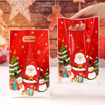 10/25/50pcs Christmas Candy Bag Merry Christmas Decorations Santa Favor Bag Navidad Xmas Gift Bags Cristmas Cookies Packing Bags