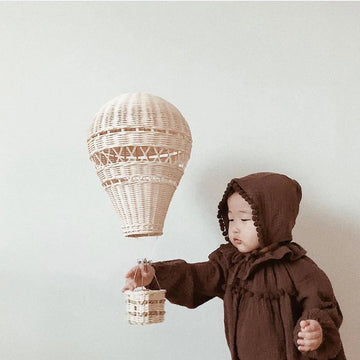 Hand-woven Rattan Hot Air Balloon Ornament for Baby Bedroom Decor Baby Photograph Prop Window Wall Hanging Kawaii Home Decor
