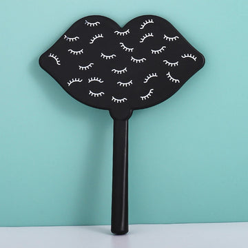 1 Pcs Lip Shape Handheld Mirror With Lashes Painting For Salon Pink/Black/White Compact Makeup Mirror Cosmetic For Women