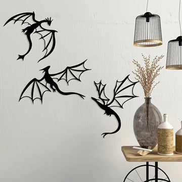 Dragon Metal Wall Art, Gift for Dragon Lovers, Room Decoration, Legend Cave Fantasy Art, Metal Mural Indoor and Outdoor Home Terrace Balcony Decoration,