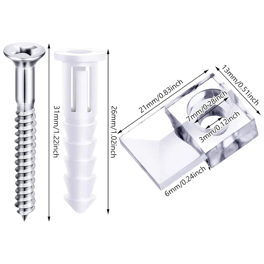 Install Mirrors with Ease 20 Sets of Mirror Holder Clips Kit Includes Screws and Anchors for Convenient Mounting