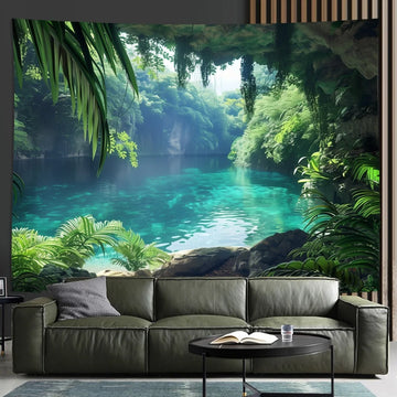 Classic Forest Cave Landscape Tapestry, Living Room Bedroom Office Polyester Wall Hanging Home Party Decoration
