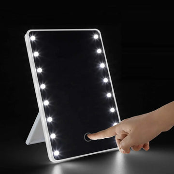 Vanity Makeup Mirror With lights Cosmetic Mirror Touch Switch Portable USB Charge or Battery Power Folding Stand Travel Handheld