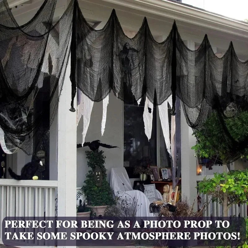 10/1PCS Black Creepy Cloths 76x198cm Mesh Cheesecloths Halloween Party Gauze Netting Spider Web Wall Gauze Terror Scene Props