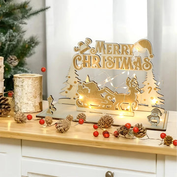 Christmas LED Wooden Wallet Ornament Merry Christmas Party Decoration 2025 Xmas Surprise Gift Navidad Natal New Year Gift 2026