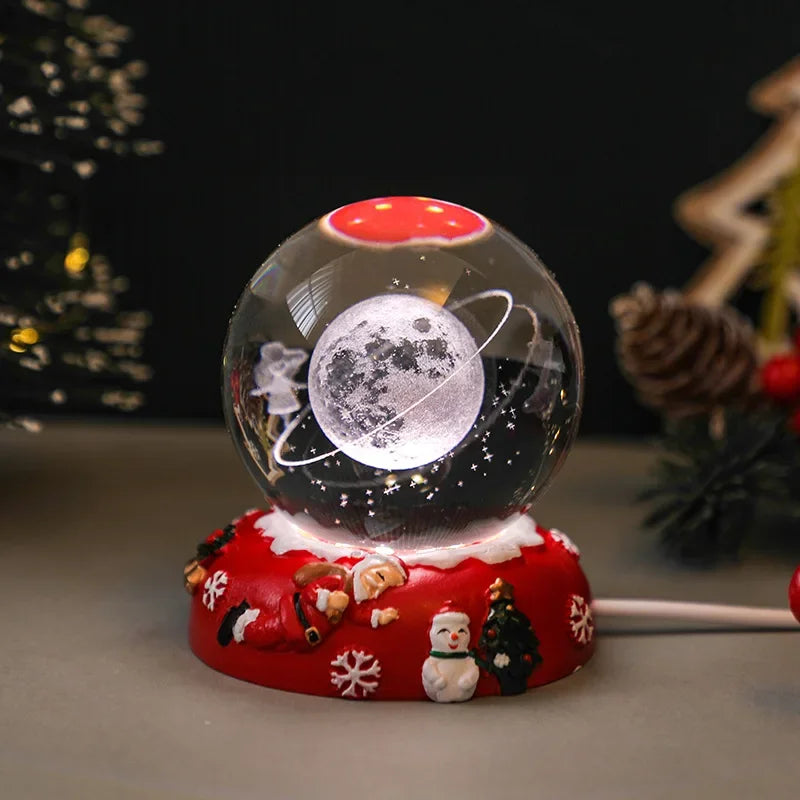 Santa Claus Snowman festive 3D carved crystal ball luminous nightlight decoration gift tabletop decoration  home accessories