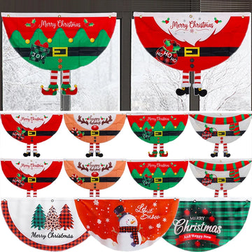 Christmas Outdoor Fan-shaped Flag Banner Christmas Decoration For Home Drop Ornament Xmas Navidad Gifts New Year Party Supplies