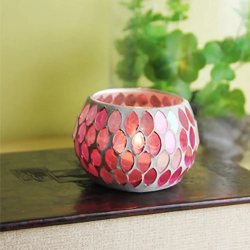Moroccan Mosaic Glass Votive Candle Holder Tea Light Candelabra Candlestick Home Decor Tabletop Centerpiece