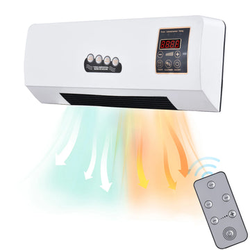 2-in-1 Heater and Fan Combo Timing Wall Mounted Electric Fan and Space Heater 1800W with Remote Control for Dormitory Home