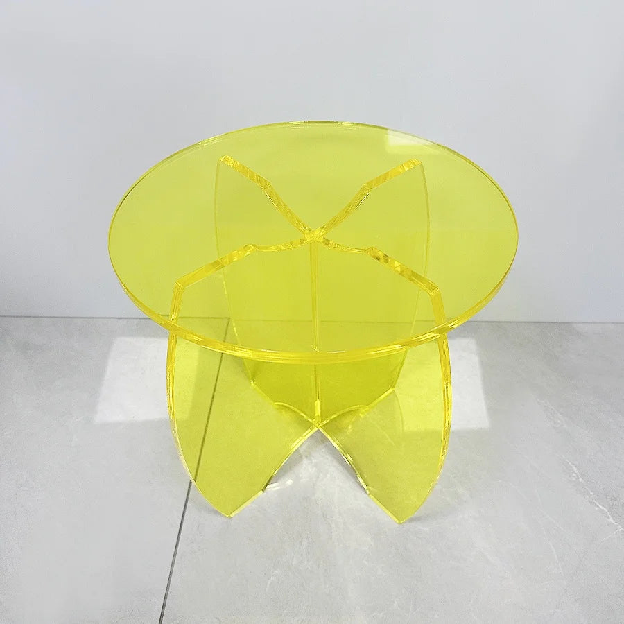 home furniture smooth transparent circular acrylic low shoes stool step stool acrylic footrest stools