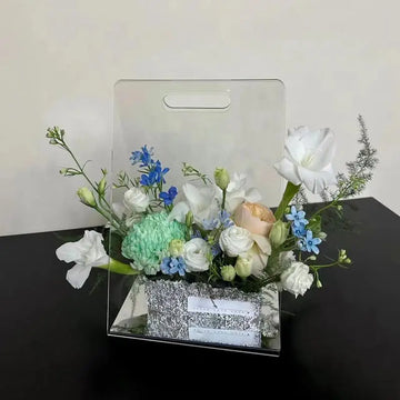 Transparent Flower Bags Handheld Vase Acrylic Flower Basket High-End Transparent Floral Arrangement Clear Modern Decorative Vase