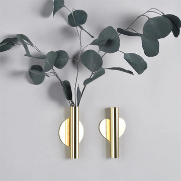Nordic Stainless Steel Wall Flower Vase Rose Golden Flower Holder Flowerpot Home Decoration Living Room Wall Flower Vase Rack