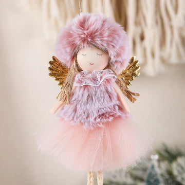 Pink Plush Angel Girls Doll Xmas Tree Hanging Pendants Merry Christmas 2022 Decor For Home 2023 Kids Navidada Gifts Favor
