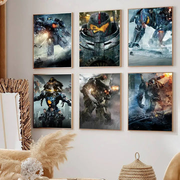 Movie P-Pacific R-Rim Poster Self Adhesive Painting Living Room Office Decoration Bedroom Home Wall Sticker Prints