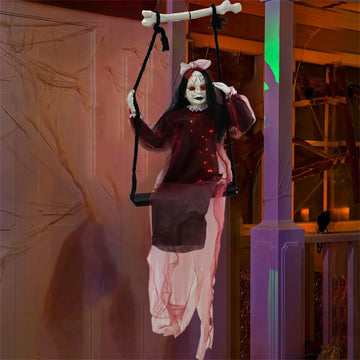 Halloween Swing Girl Purple Female Ghosts Gauzes Hanging Ghosts Indoor And Outdoor Horror Venue Layout Room Escape Props