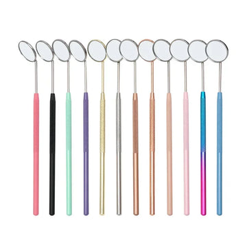 Multifunction Checking Eyelash Extension Mirror Stainless Steel Long Handle Magnifying Lash Mirror Beauty Makeup Supplies