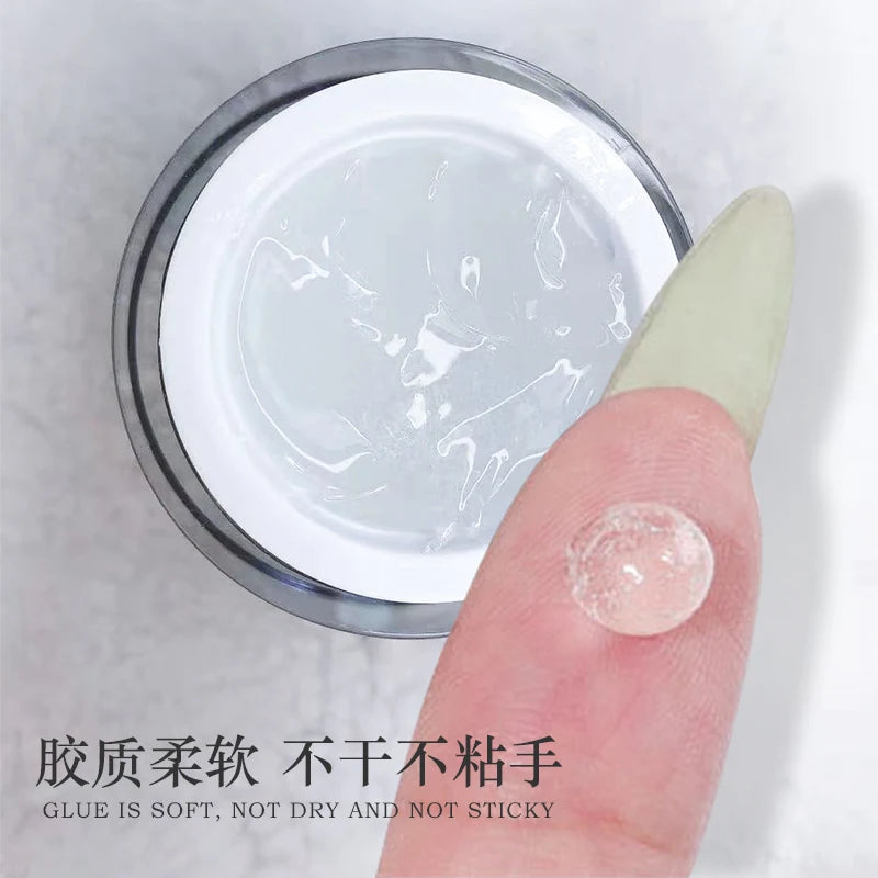 1 Jar Solid Nail Gel Glue for Fake Nail Tips Clear Acrylic Fake Tips Solid Gel Press On Poly Builder Gel UV Light Cured Glue